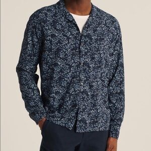Abercrombie & Fitch Men's On Trend Navy Blue Long Sleeve Camp Collar Shirt Sz XL